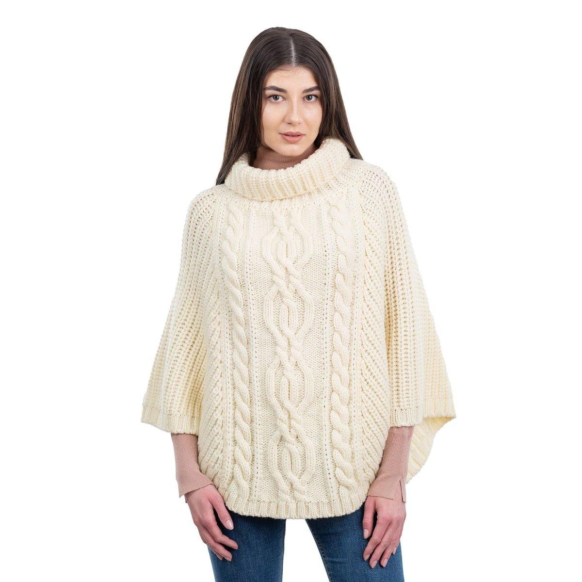 G by Giuliana Cowl-Neck Cable Knit Poncho